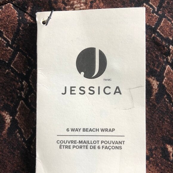 Jessica 6 Way Snake Skin Print Beach Wrap Brown Blk Cream Size OS no fab tag - Picture 5 of 6
